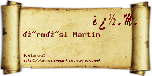 Ürmösi Martin névjegykártya